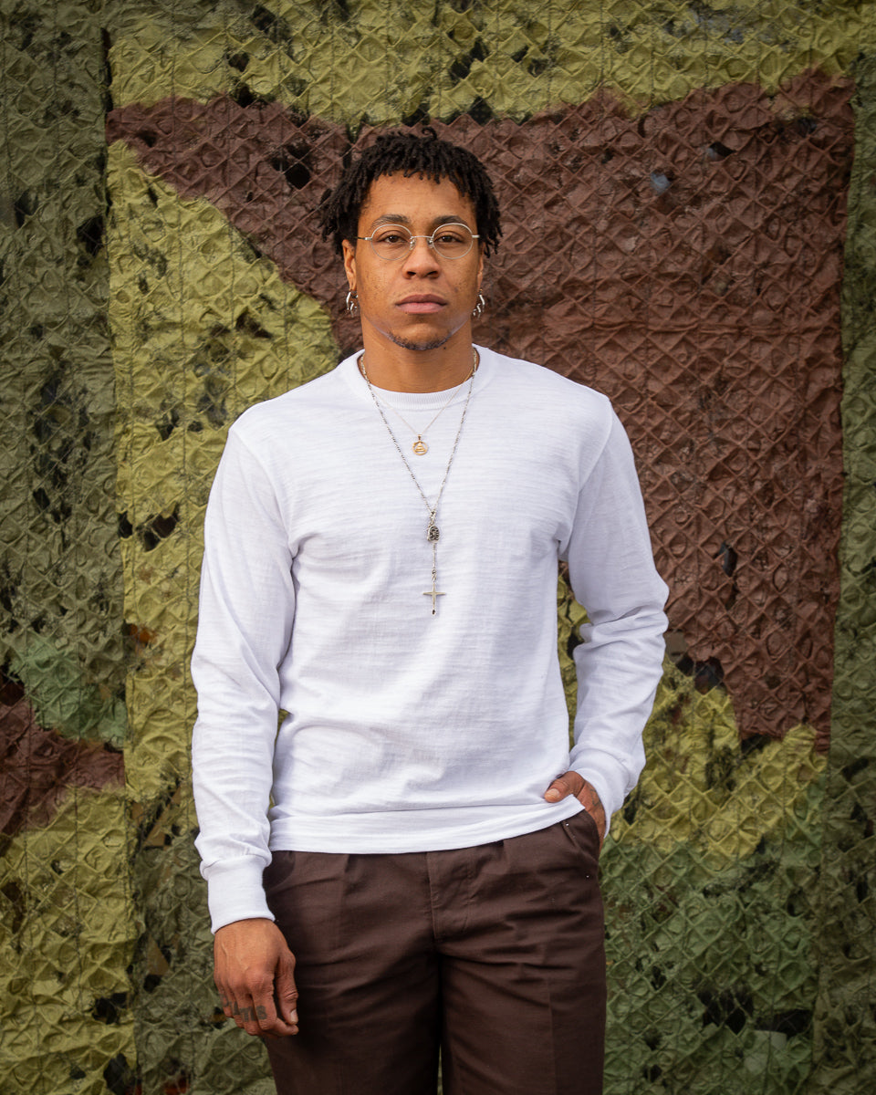 The Real McCoy's Athletic L/S T-Shirt / Loop-Wheel - White - Standard & Strange