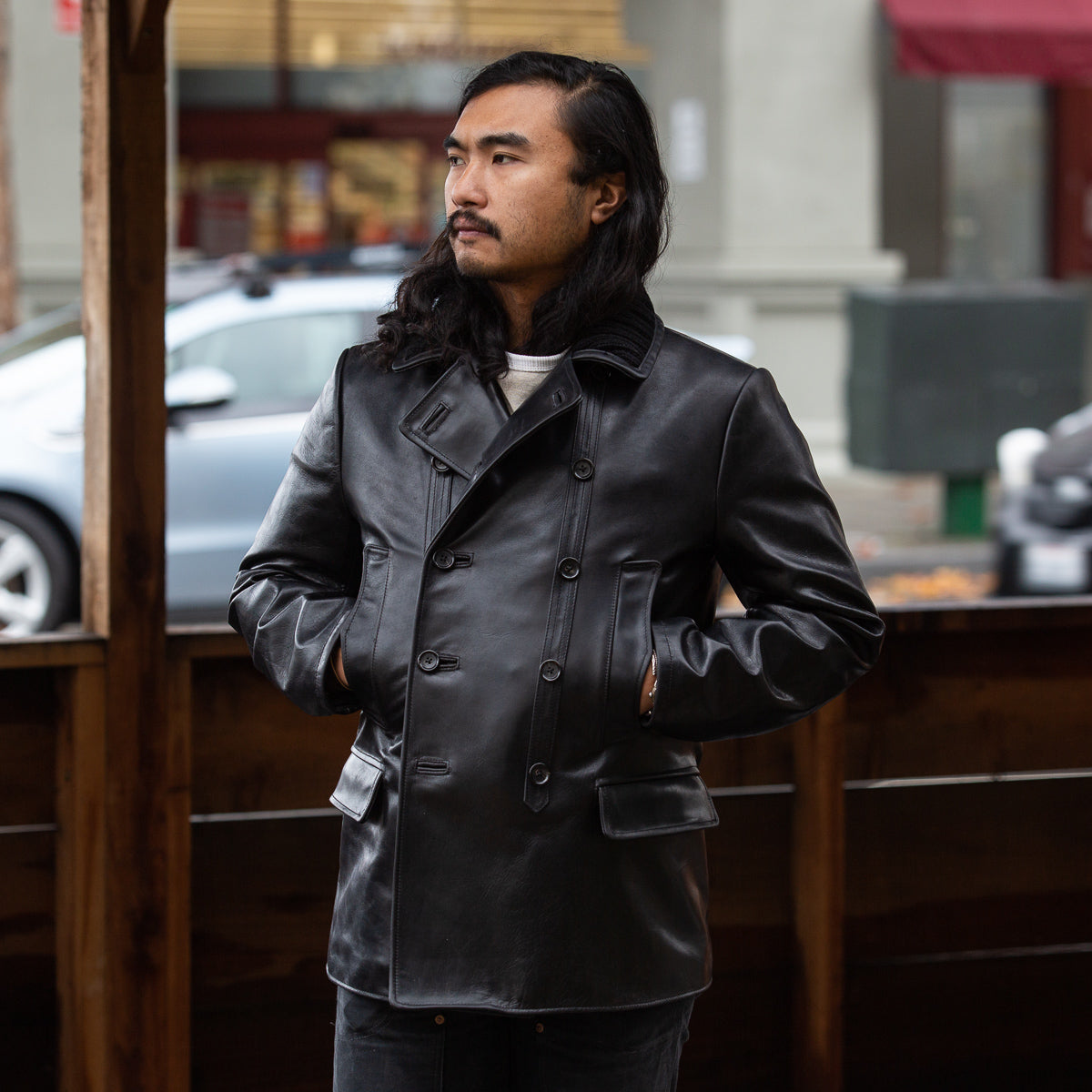 Y'2 Leather French Double Breasted Horsehide Jacket - Black - Standard & Strange
